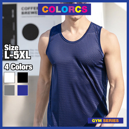 Colorcs [Ready Stock] Man Breathable Cooling Singlet Gym Plus Size 5XL Penyejuk Bernafas Pakaian Tidur 透气运动家居背心