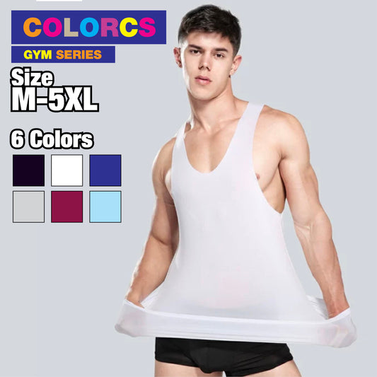 Colorcs [Ready Stock] [M-5XL] Ice Silk Stretchable Thin fast dry plain color Singlet | Cepat Kering & Nipis | 弹性薄快干吸汗背心