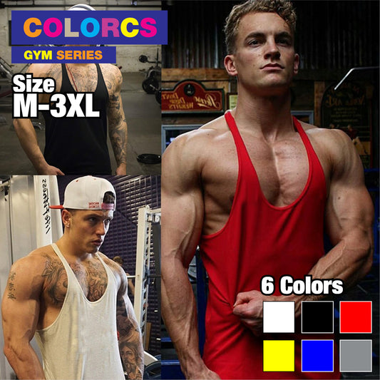 Colorcs [Ready Stocks] Gym Series Fitness Sexy Man Singlet in Plaint Color Tank Top 健身系列男士性感背心纯色