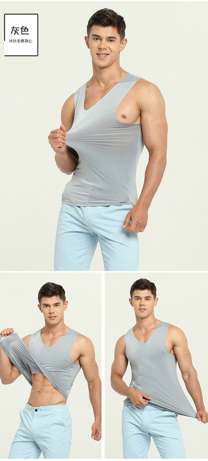 Colorcs [Ready Stock] [M-5XL] Ice Silk Stretchable Thin fast dry plain color Singlet | Cepat Kering & Nipis | 弹性薄快干吸汗背心