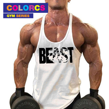Colorcs [Ready Stocks] Gym Fit Fitness Singlet Wear Thin Bar with Beast word Pakaian Singlet Lelaki Kecergasan 男士健身背心