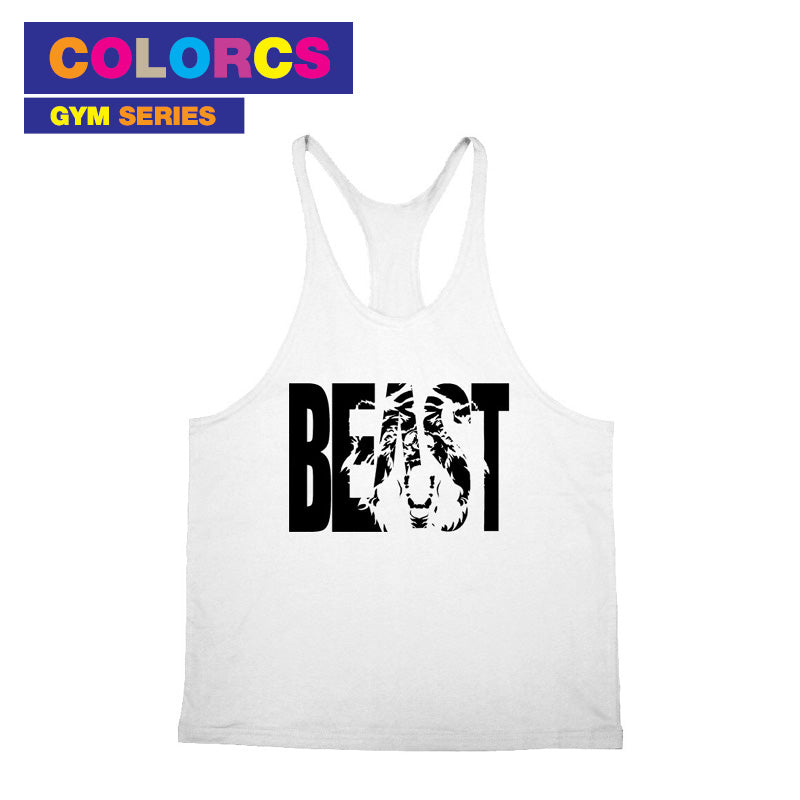 Colorcs [Ready Stocks] Gym Fit Fitness Singlet Wear Thin Bar with Beast word Pakaian Singlet Lelaki Kecergasan 男士健身背心