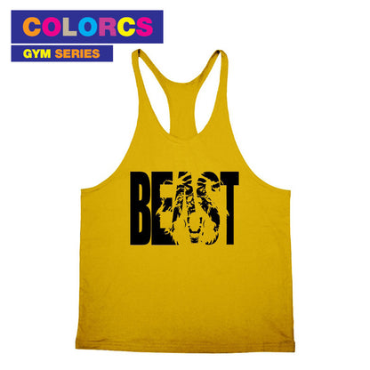 Colorcs [Ready Stocks] Gym Fit Fitness Singlet Wear Thin Bar with Beast word Pakaian Singlet Lelaki Kecergasan 男士健身背心