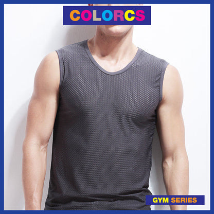 Colorcs [Ready Stock] Man Breathable Cooling Singlet Gym Plus Size 5XL Penyejuk Bernafas Pakaian Tidur 透气运动家居背心