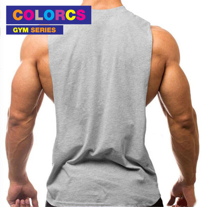 Colorcs [Size M-XXL] Wide Shoulder Wide Side Cutting Big Arm Gum Fitness Plain Singlet 基本寬肩寬側剪裁大臂健身