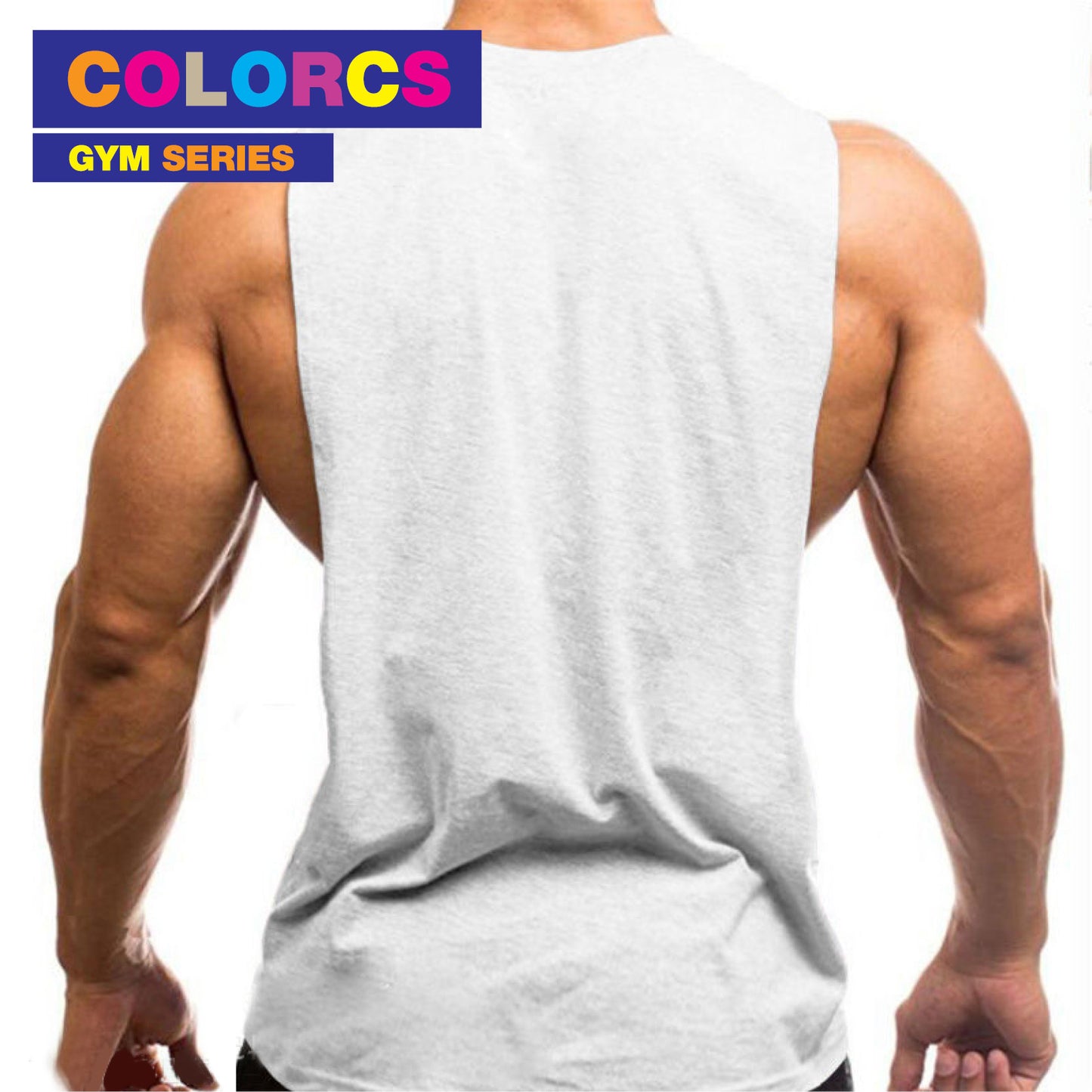 Colorcs [Size M-XXL] Wide Shoulder Wide Side Cutting Big Arm Gum Fitness Plain Singlet 基本寬肩寬側剪裁大臂健身