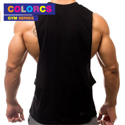 Colorcs [Size M-XXL] Wide Shoulder Wide Side Cutting Big Arm Gum Fitness Plain Singlet 基本寬肩寬側剪裁大臂健身