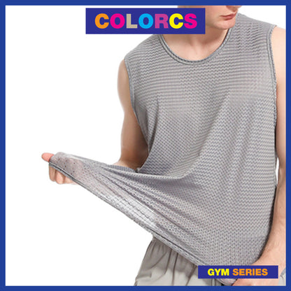 Colorcs [Ready Stock] Man Breathable Cooling Singlet Gym Plus Size 5XL Penyejuk Bernafas Pakaian Tidur 透气运动家居背心