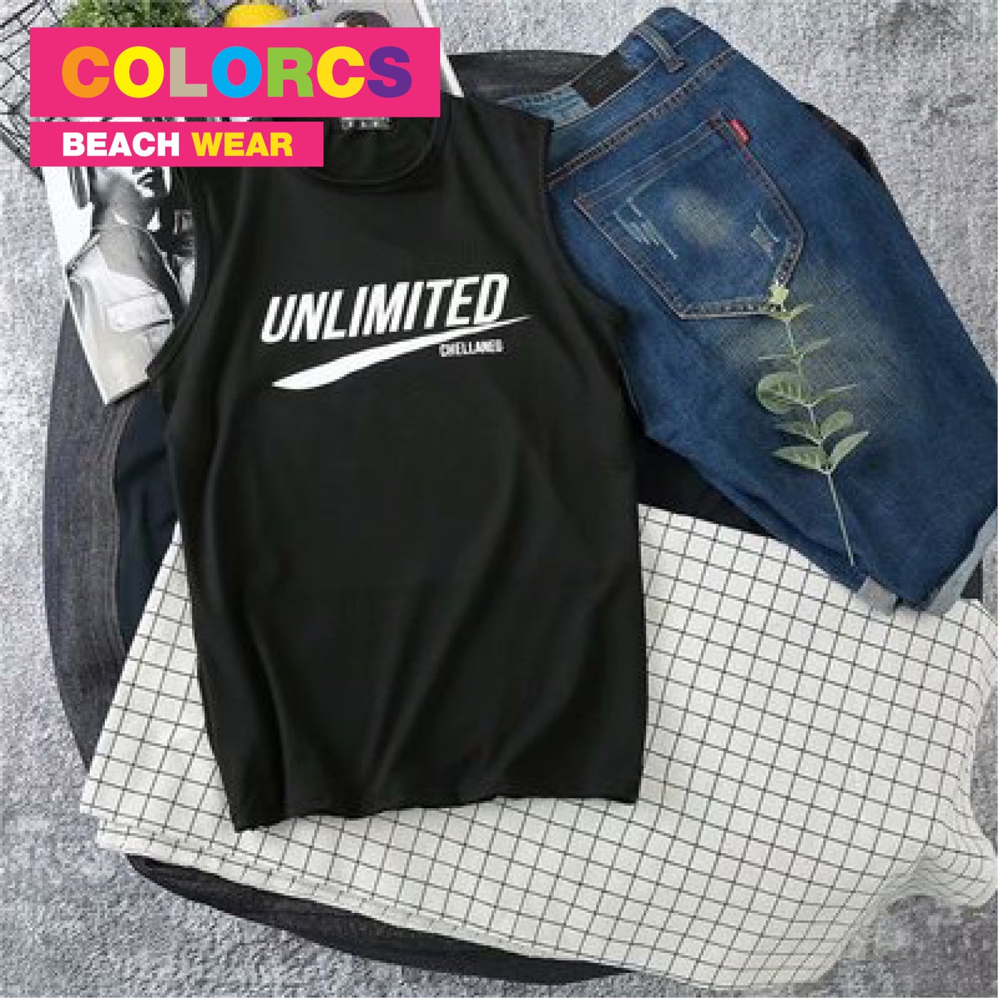Colorcs [Ready Stocks] Unlimited Printed Fashion Summer Beach Limited Singlet Easy-to-Wear Series