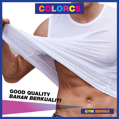 Colorcs [Ready Stock] Man Breathable Cooling Singlet Gym Plus Size 5XL Penyejuk Bernafas Pakaian Tidur 透气运动家居背心