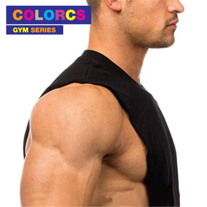 Colorcs [Size M-XXL] Wide Shoulder Wide Side Cutting Big Arm Gum Fitness Plain Singlet 基本寬肩寬側剪裁大臂健身