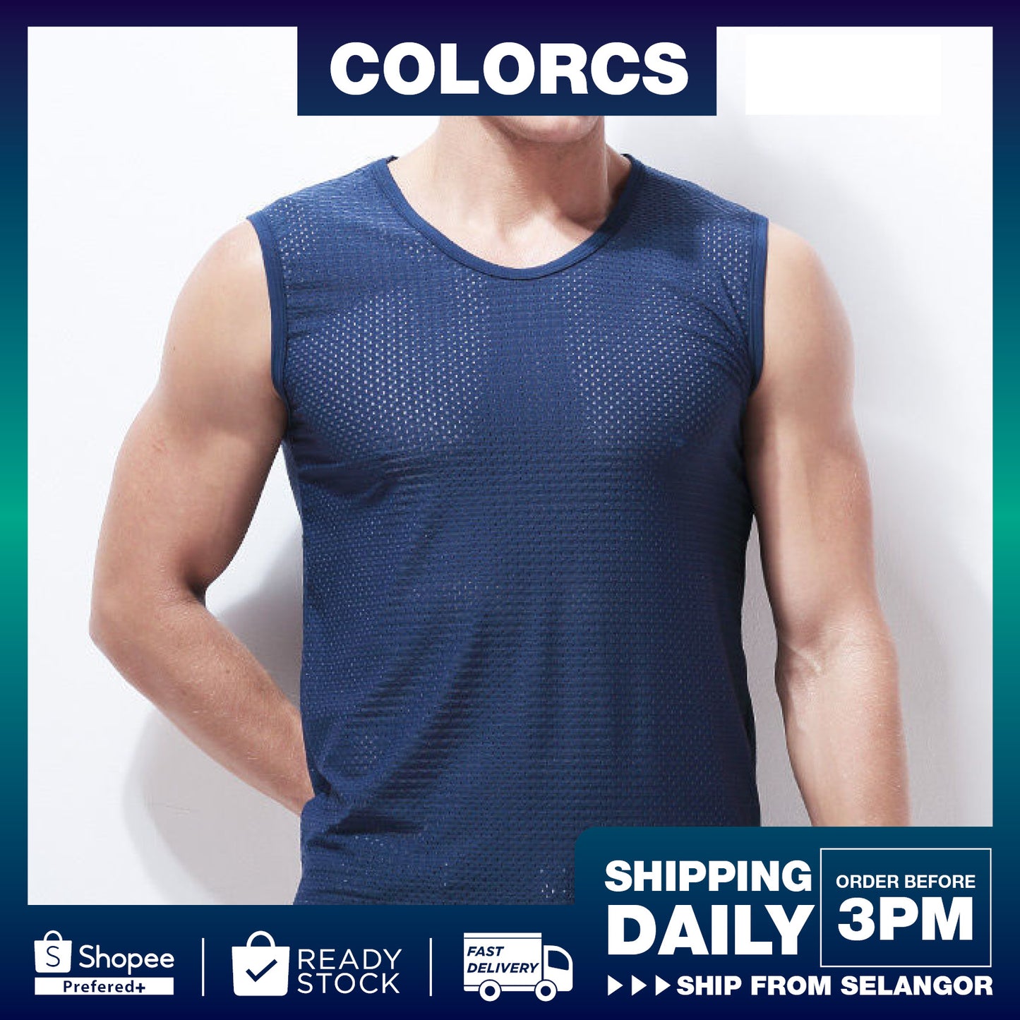 Colorcs [Ready Stock] Man Breathable Cooling Singlet Gym Plus Size 5XL Penyejuk Bernafas Pakaian Tidur 透气运动家居背心