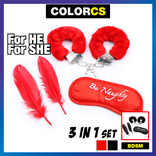 Colorcs [Rady Stocks] BDSM Beginner Premium Set 3-in-1 Set Eyeshade handcuff Feather/ 3in1 set Bulu gari penutup mata / 眼罩手铐羽毛套装