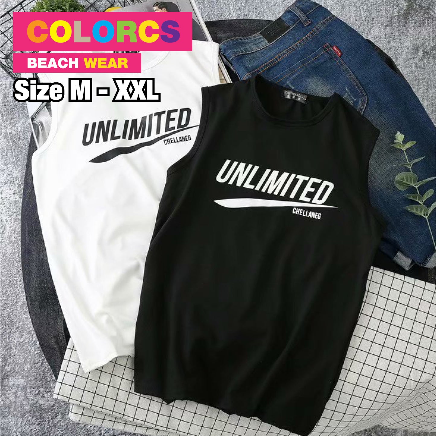 Colorcs [Ready Stocks] Unlimited Printed Fashion Summer Beach Limited Singlet Easy-to-Wear Series