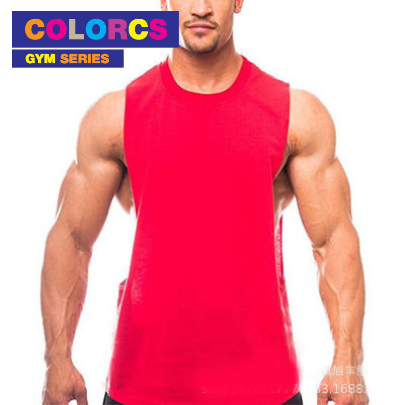 Colorcs [Size M-XXL] Wide Shoulder Wide Side Cutting Big Arm Gum Fitness Plain Singlet 基本寬肩寬側剪裁大臂健身