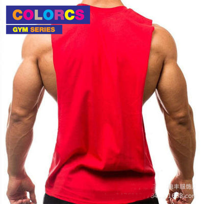 Colorcs [Size M-XXL] Wide Shoulder Wide Side Cutting Big Arm Gum Fitness Plain Singlet 基本寬肩寬側剪裁大臂健身