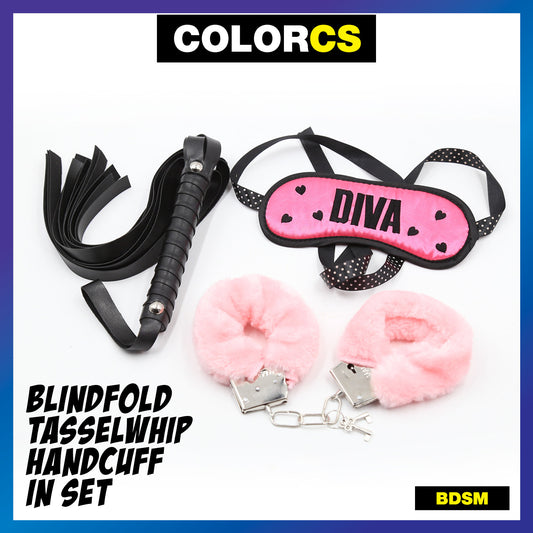 Colorcs [Ready Stocks] BDSM Premium 3-in-1 Set Diva Set Blindfold Handcuff Tassel whip Penutup Mata Gari Sebat 眼罩 手铐 手鞭